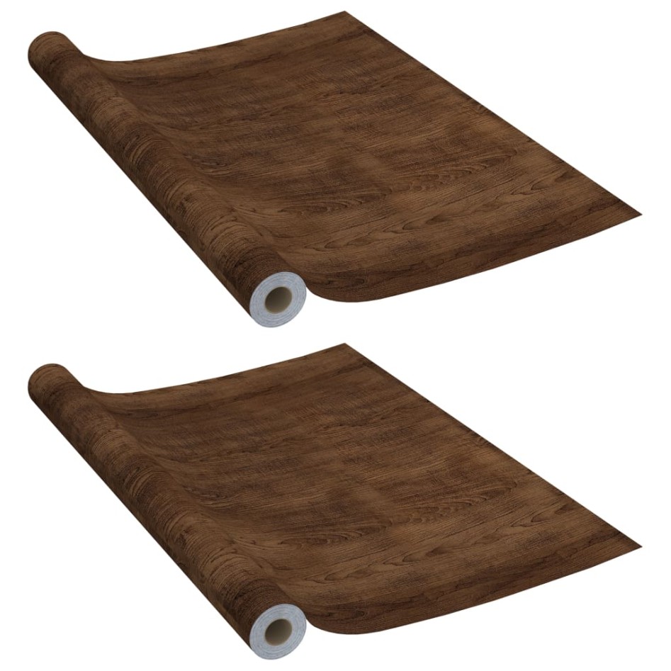 Láminas autoadhesivas muebles 2 uds PVC roble oscuro 500x90