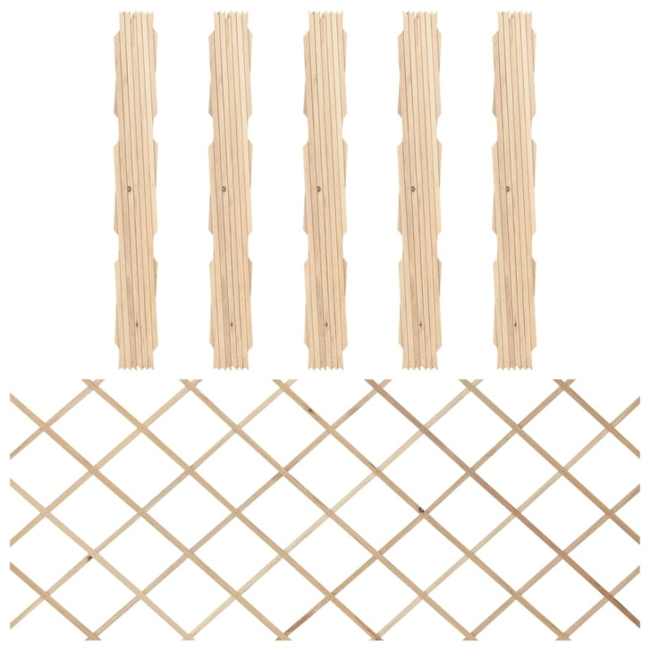 Vallas enrejado 5 uds madera maciza de abeto 180x80