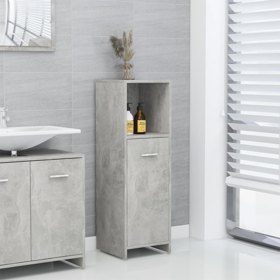 Armario de baño madera contrachapada gris hormigón 30x30x95