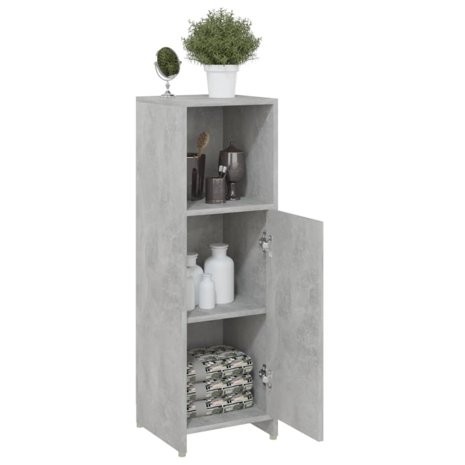 Armario de baño madera contrachapada gris hormigón 30x30x95