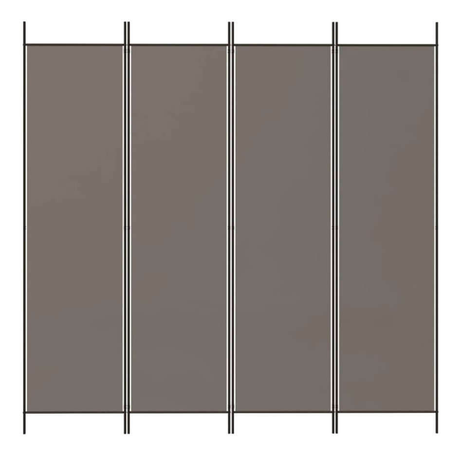 Biombo divisor de 4 paneles de tela gris antracita 200x200