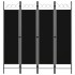 Biombo divisor de 4 paneles negro 160x180