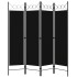Biombo divisor de 4 paneles negro 160x180