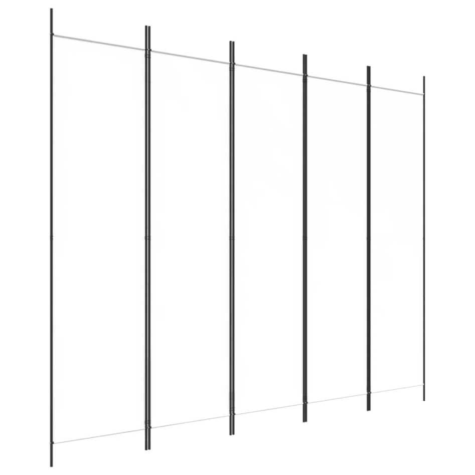 Biombo divisor de 5 paneles de tela blanco 250x200