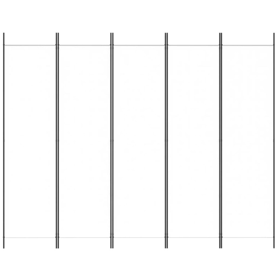 Biombo divisor de 5 paneles de tela blanco 250x200
