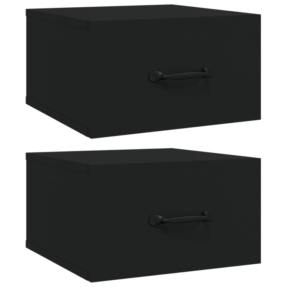 Mesitas de noche de pared 2 uds negro 35x35x20