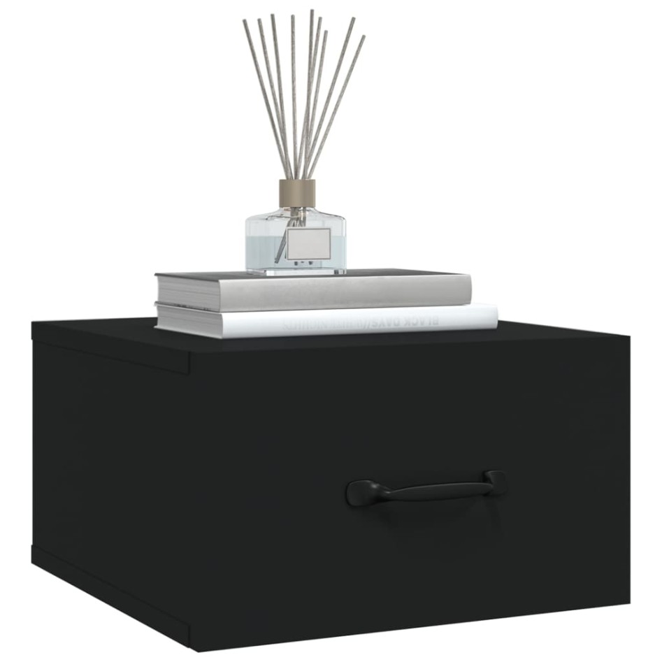 Mesitas de noche de pared 2 uds negro 35x35x20