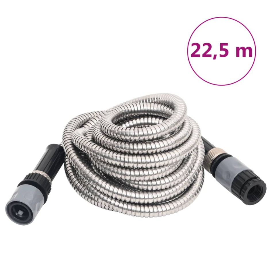 Manguera jardín pulverizador acero inoxidable plata 14mm 22,5