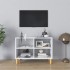 Mueble de TV con patas de madera maciza blanco 69,5x30x50