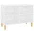 Mueble de TV con patas de madera maciza blanco 69,5x30x50