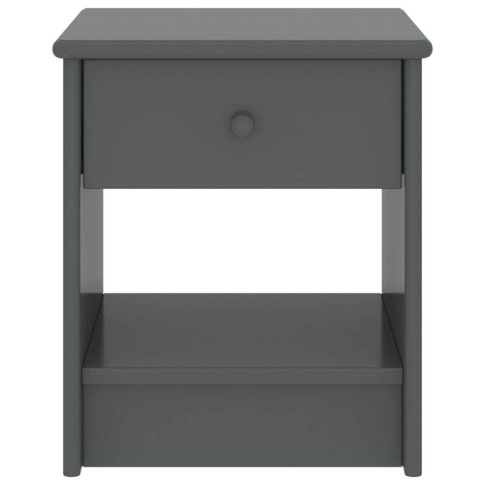 Mesita de noche madera maciza de pino gris oscuro