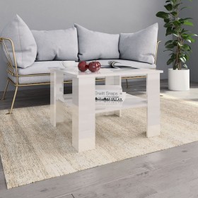 Mesa de centro madera contrachapada blanco brillante