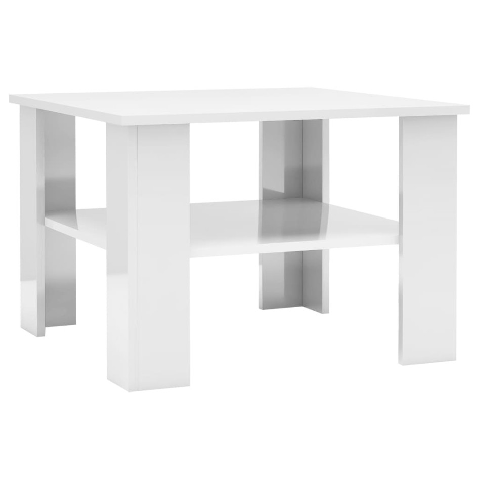 Mesa de centro madera contrachapada blanco brillante