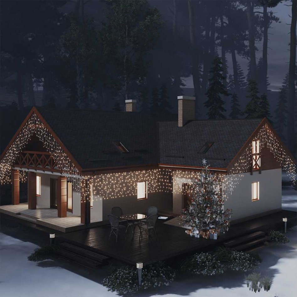 Cortina luces carámbano 10m 400 LED blanco cálido 8