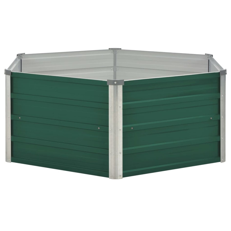 Arriate elevado de acero galvanizado verde 129x129x46