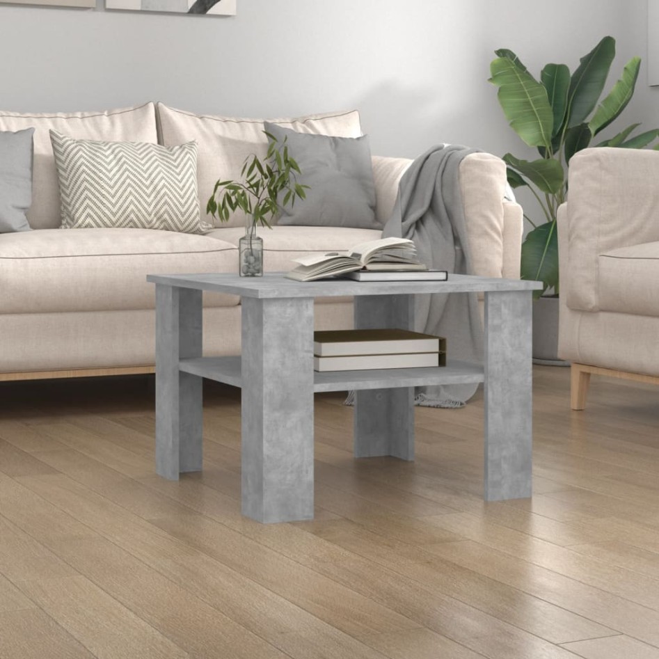 Mesa de centro madera contrachapada gris hormigón 60x60x42