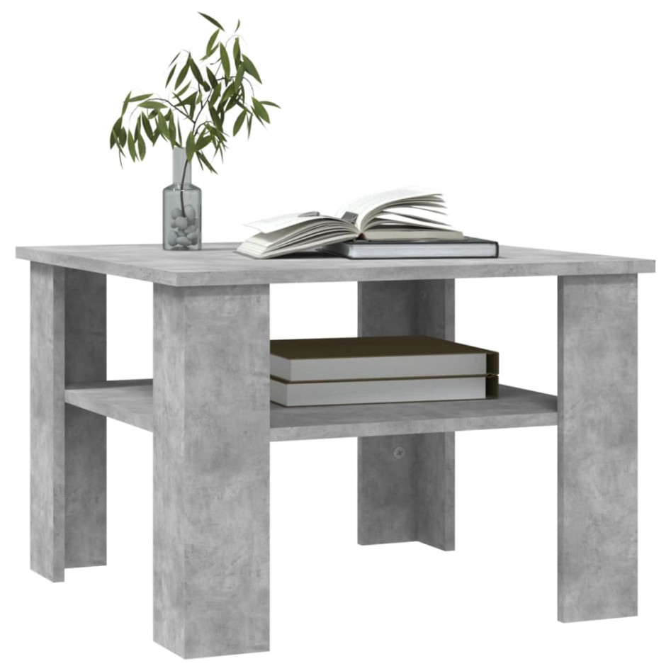 Mesa de centro madera contrachapada gris hormigón 60x60x42