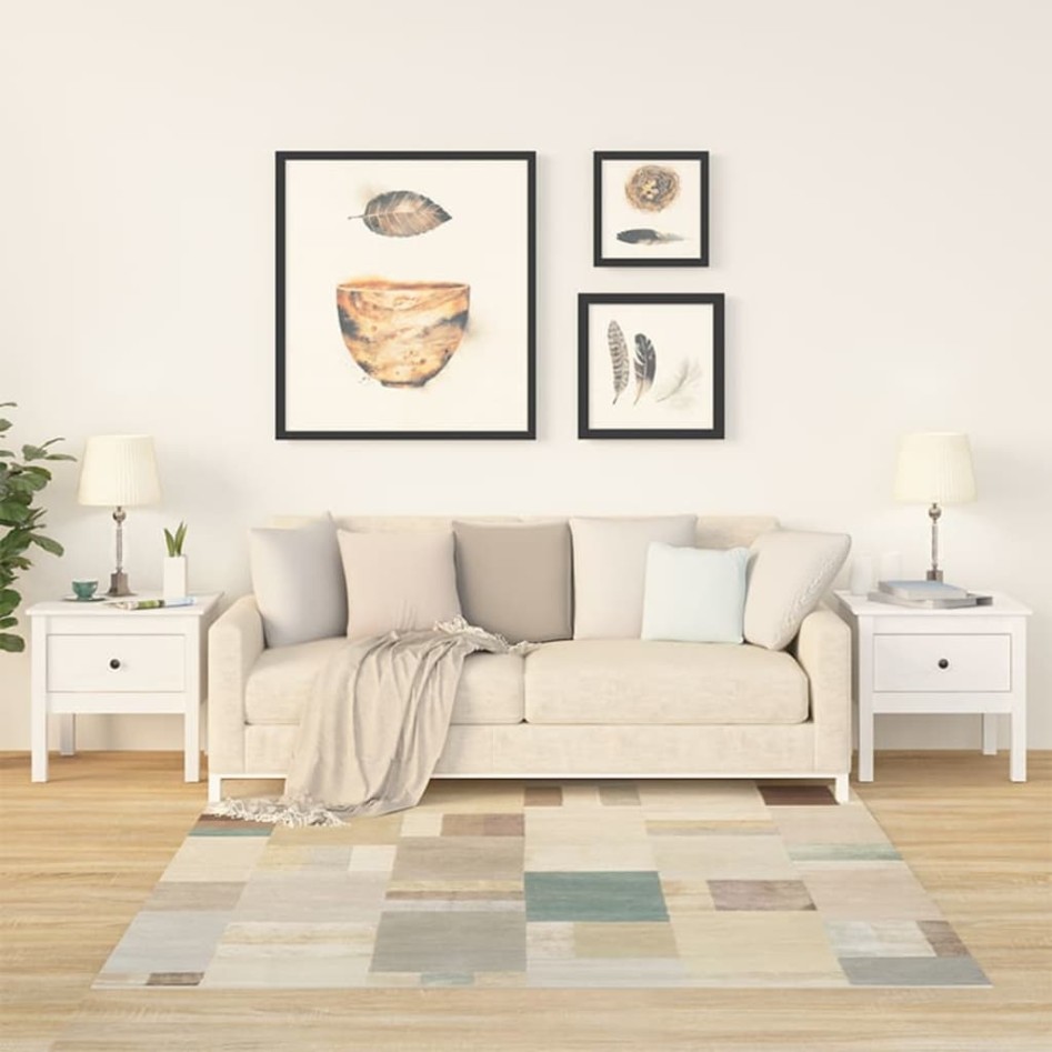 Mesa auxiliar 2 uds madera maciza de pino blanco 50x50x49