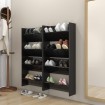 Zapateros de pared 4 uds contrachapada negro brillo 60x18x60 cm