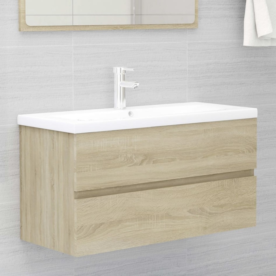 Armario lavabo madera contrachapada roble Sonoma 90x38,5x45
