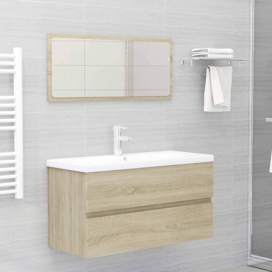 Armario lavabo madera contrachapada roble Sonoma 90x38,5x45