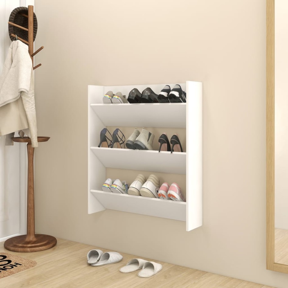 Zapatero de pared madera contrachapada blanco 80x18x90
