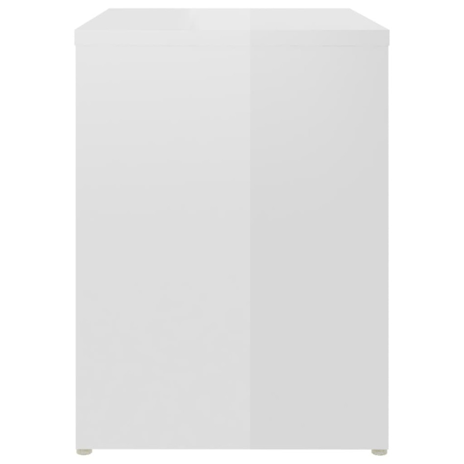 Mesita de noche madera contrachapada blanco brillo 40x30x40