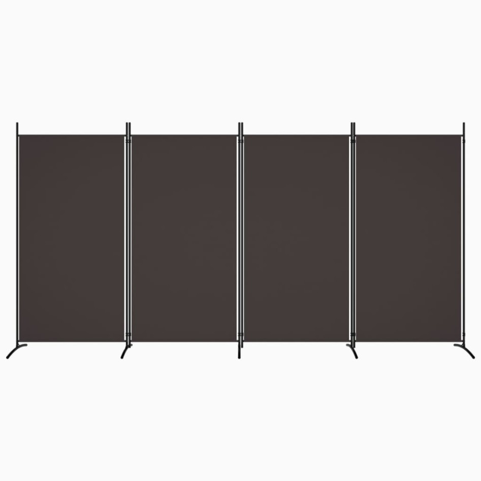 Biombo divisor de 4 paneles de tela marrón 346x180
