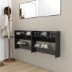 Zapateros de pared 2 uds contrachapada negro brillo 80x18x60 cm