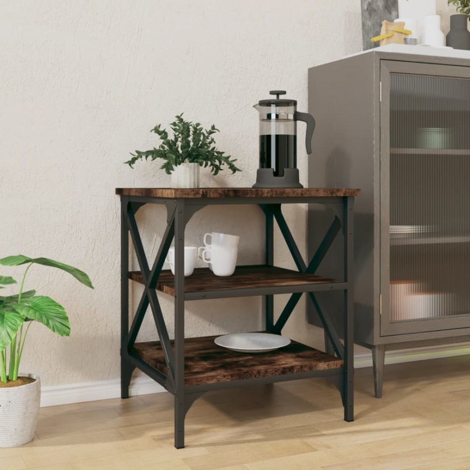 Mesa auxiliar madera contrachapada roble ahumado 40x42x50