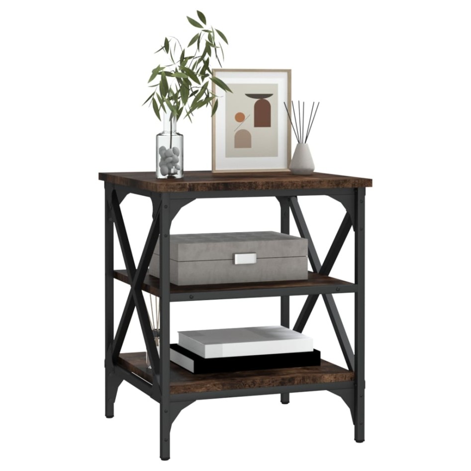 Mesa auxiliar madera contrachapada roble ahumado 40x42x50