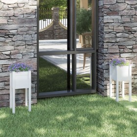Jardineras 2 uds madera maciza de pino blanco 31x31x70