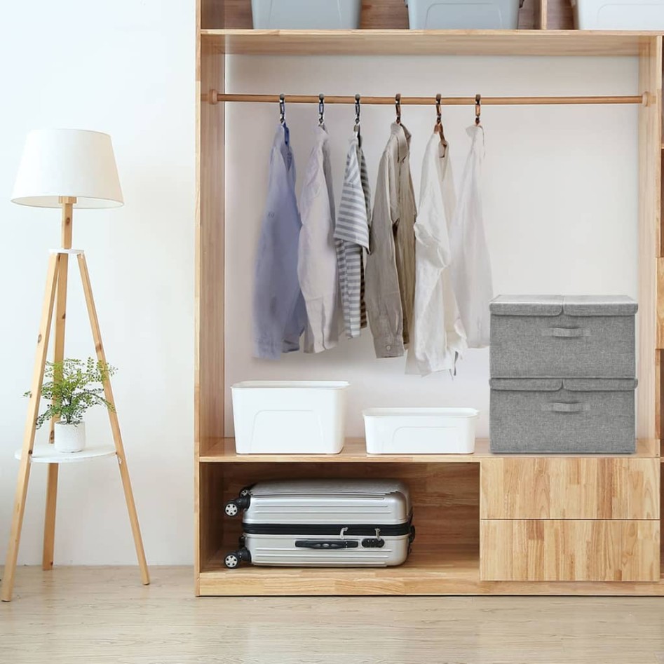 Cajas de almacenaje 2 unidades tela gris 50x30x25