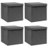 Cajas de almacenaje con tapas 4 uds tela gris 32x32x32