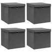 Cajas de almacenaje con tapas 4 uds tela gris 32x32x32 cm