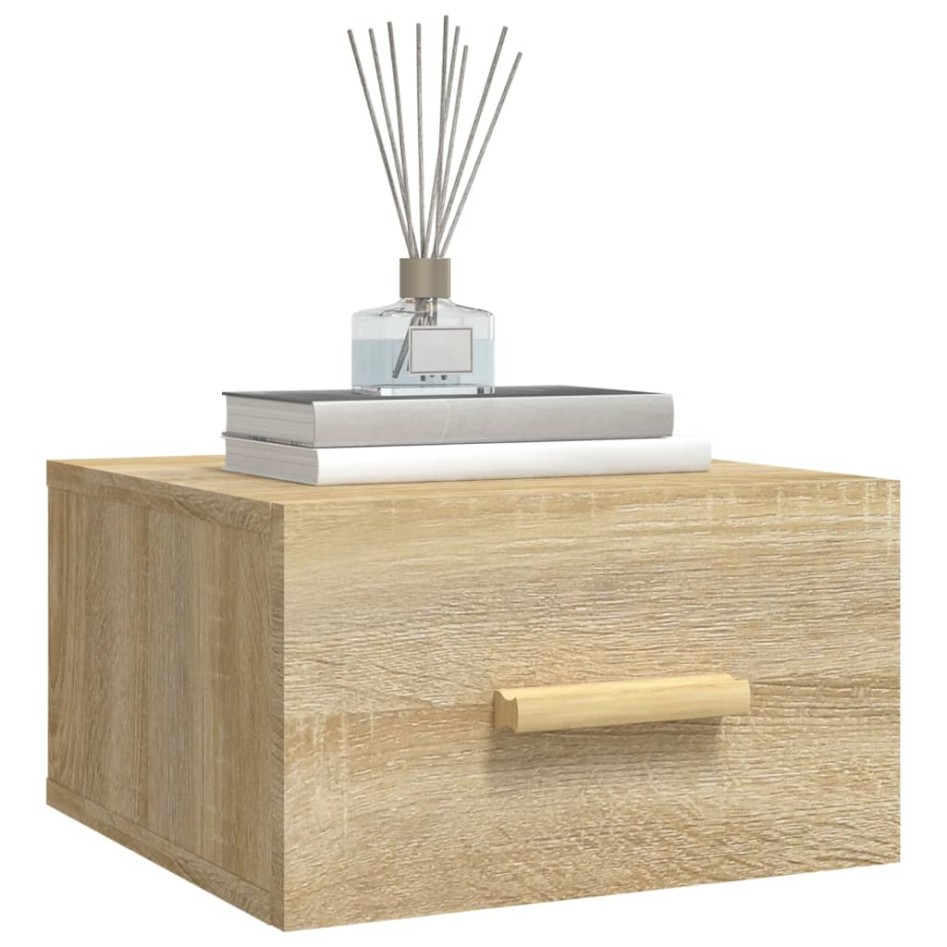 Mesitas de noche de pared 2 uds color roble Sonoma 35x35x20