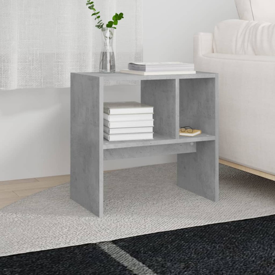 Mesa auxiliar de madera contrachapada gris hormigón 50x30x50
