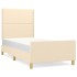Estructura de cama con cabecero de tela color crema 90x200