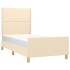 Estructura de cama con cabecero de tela color crema 90x200