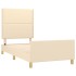 Estructura de cama con cabecero de tela color crema 90x200