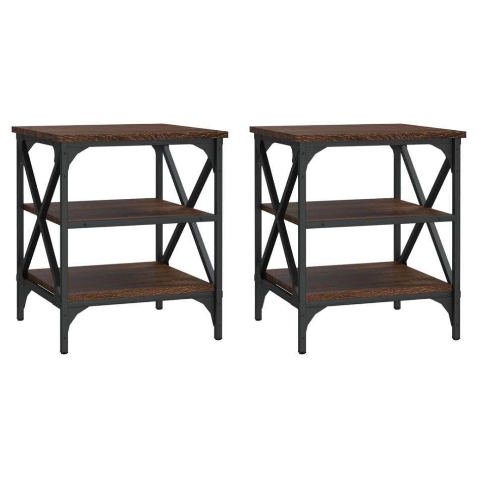 Mesas auxiliares 2 uds madera color marrón roble 40x42x50