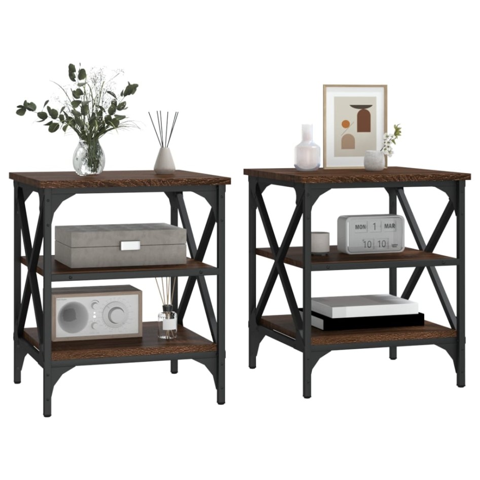 Mesas auxiliares 2 uds madera color marrón roble 40x42x50