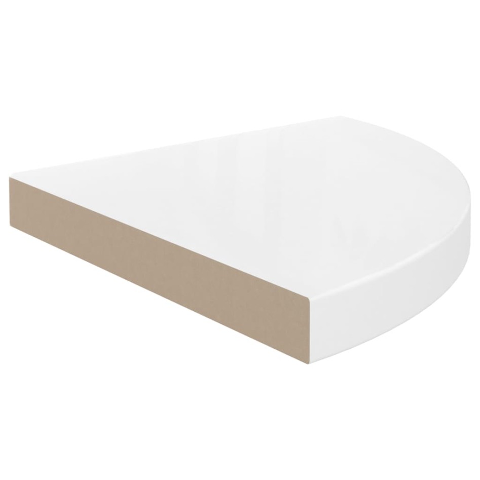Estante flotante de esquina MDF blanco brillo 35x35x3,8