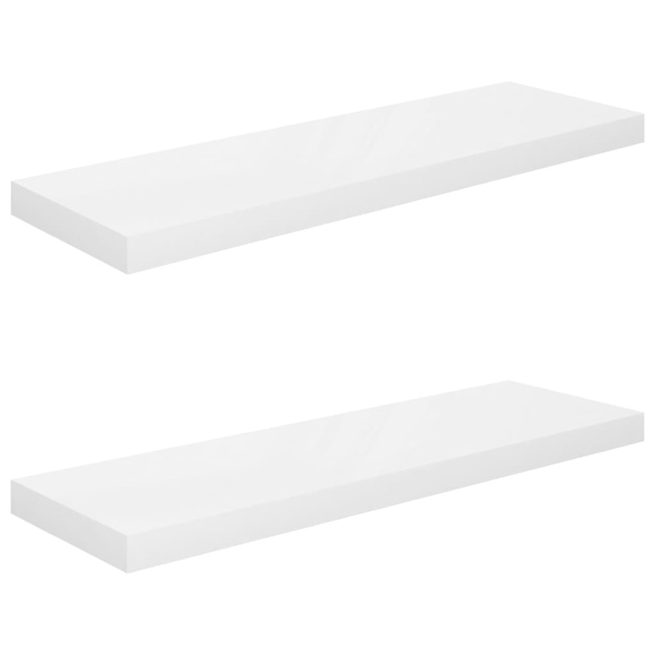 Estante flotante de pared 2 uds MDF blanco brillo