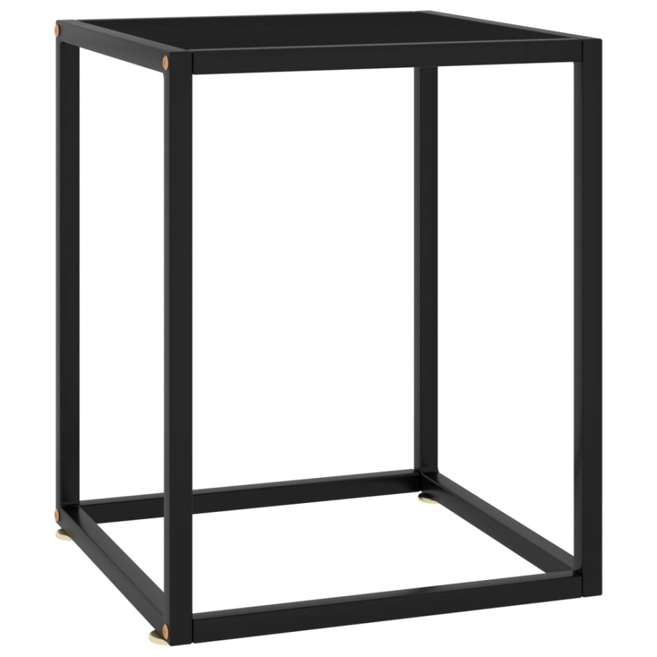 Mesa de centro negra con vidrio negro 40x40x50
