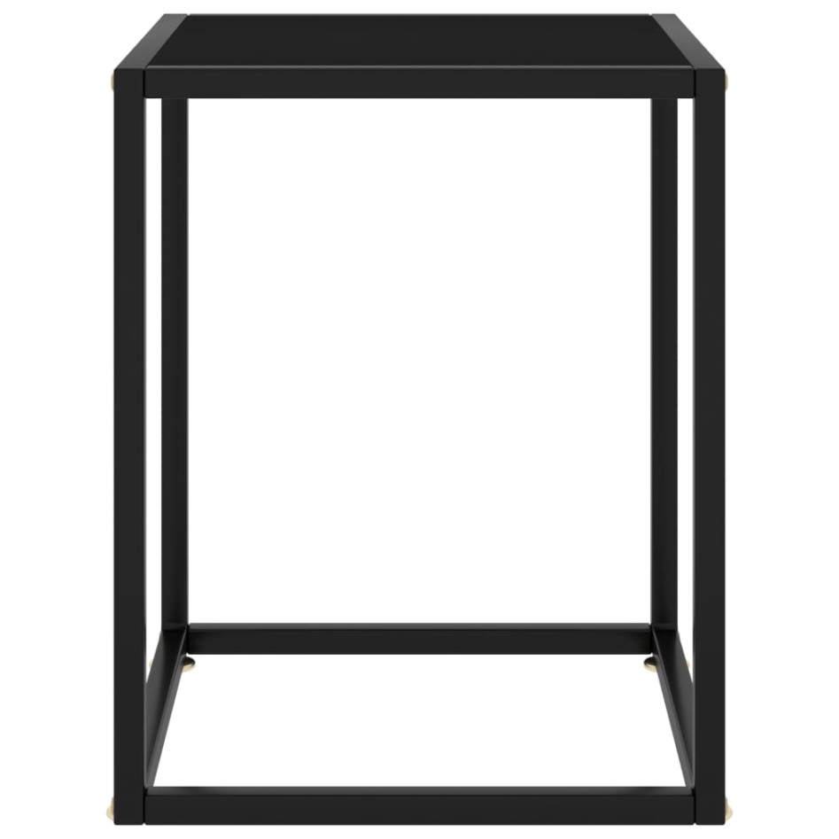 Mesa de centro negra con vidrio negro 40x40x50