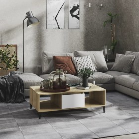 Mesa de centro madera contrachapada blanco roble