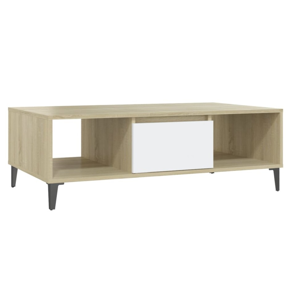 Mesa de centro madera contrachapada blanco roble