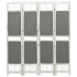 Biombo divisor de 4 paneles de tela gris 140x165