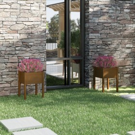 Jardineras 2 uds madera maciza de pino marrón miel 50x50x70